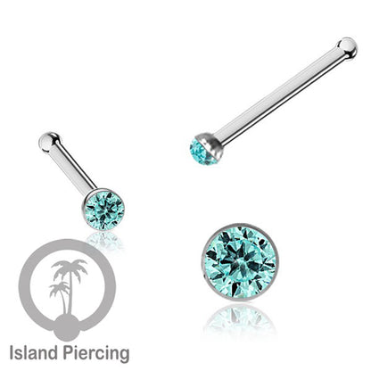 Nose Pin Piercing Jewelry Perhiasan Hidung warna silver dengan Kristal