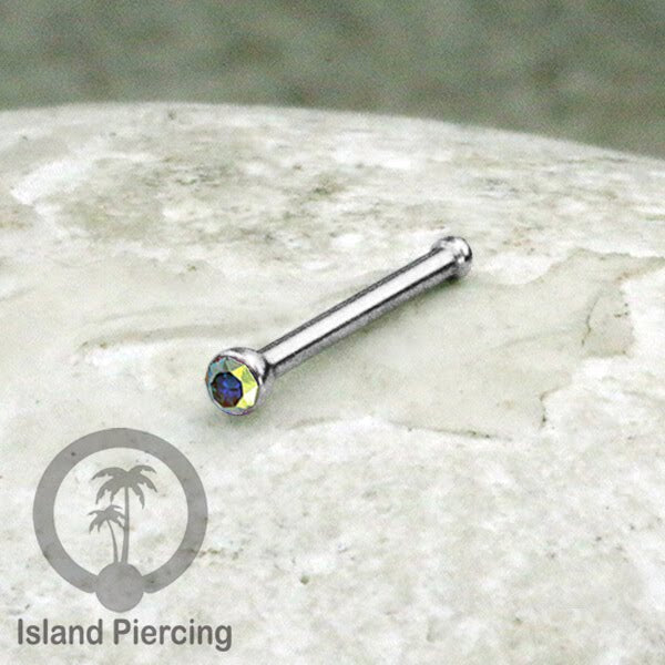 Nose Pin Piercing Jewelry Perhiasan Hidung warna silver dengan Kristal