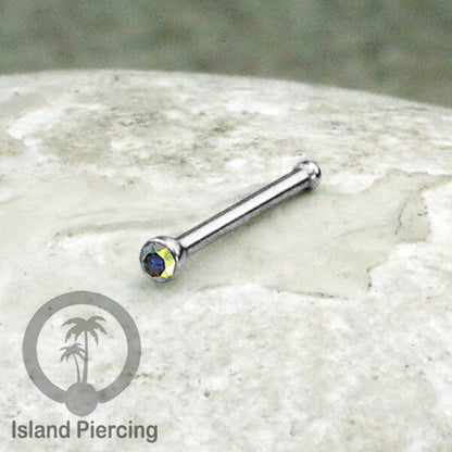 Nose Pin Piercing Jewelry Perhiasan Hidung warna silver dengan Kristal