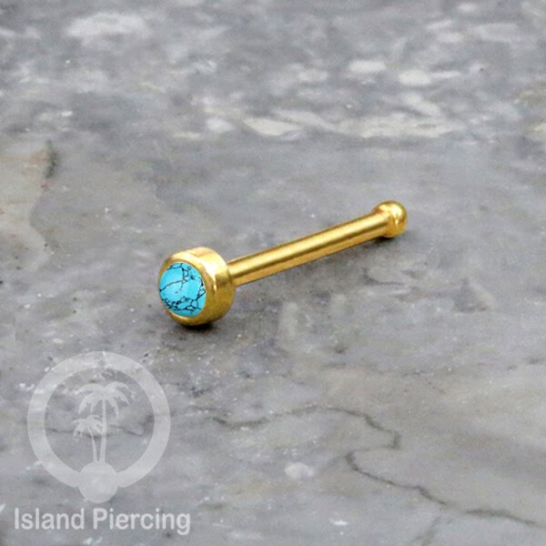 Nose Pin Piercing Jewelry Perhiasan Hidung warna gold dengan Batu
