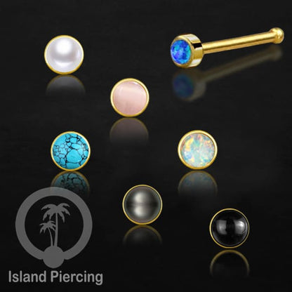 Nose Pin Piercing Jewelry Perhiasan Hidung warna gold dengan Batu