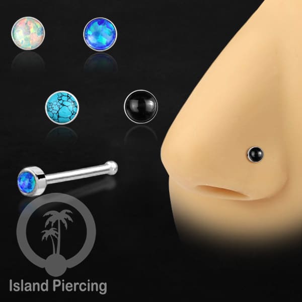 Nose Pin Piercing Jewelry Perhiasan Hidung warna silver dengan Batu