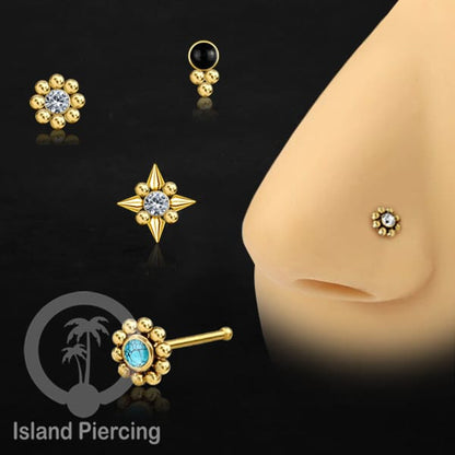 Nose Pin Piercing Jewelry Perhiasan Hidung banyak variasi warna gold dengan Kristal dan Batu