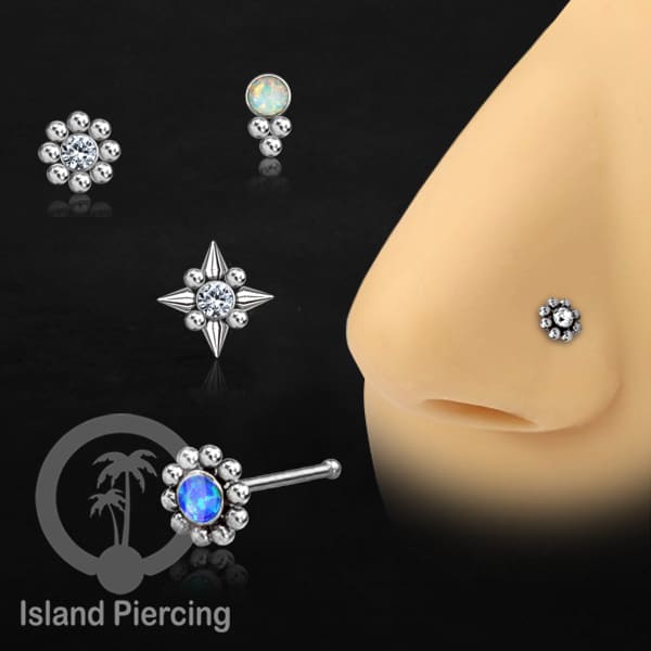 Nose Pin Piercing Jewelry Perhiasan Hidung banyak variasi warna silver dengan Kristal dan Batu