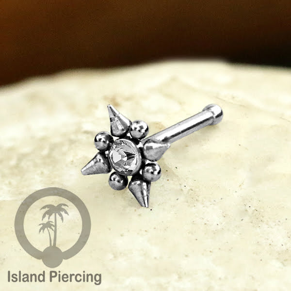 Nose Pin Piercing Jewelry Perhiasan Hidung banyak variasi warna silver dengan Kristal dan Batu