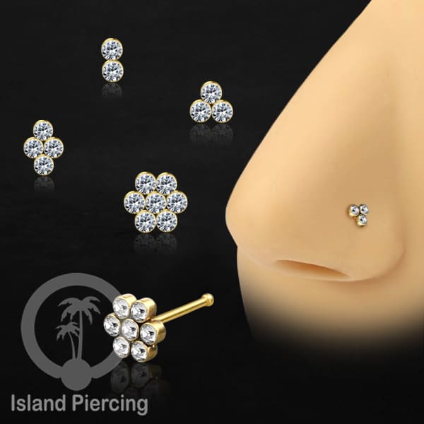 Nose Pin Piercing Jewelry Perhiasan Hidung warna gold model Kristal Zirconia bening
