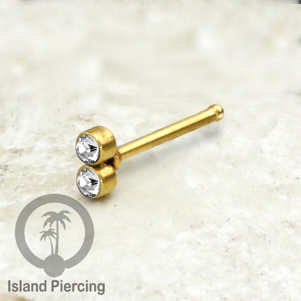 Nose Pin Piercing Jewelry Perhiasan Hidung warna gold model Kristal Zirconia bening