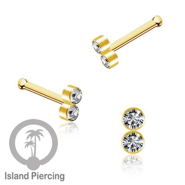 Nose Pin Piercing Jewelry Perhiasan Hidung warna gold model Kristal Zirconia bening