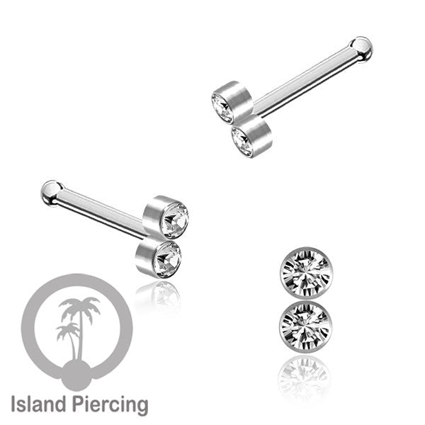 Nose Pin Piercing Jewelry Perhiasan Hidung warna silver model Kristal zirconia bening