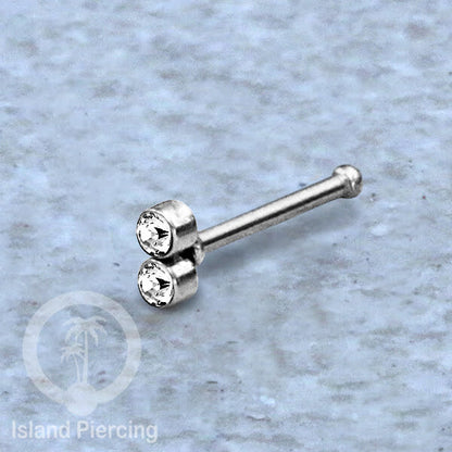 Nose Pin Piercing Jewelry Perhiasan Hidung warna silver model Kristal zirconia bening
