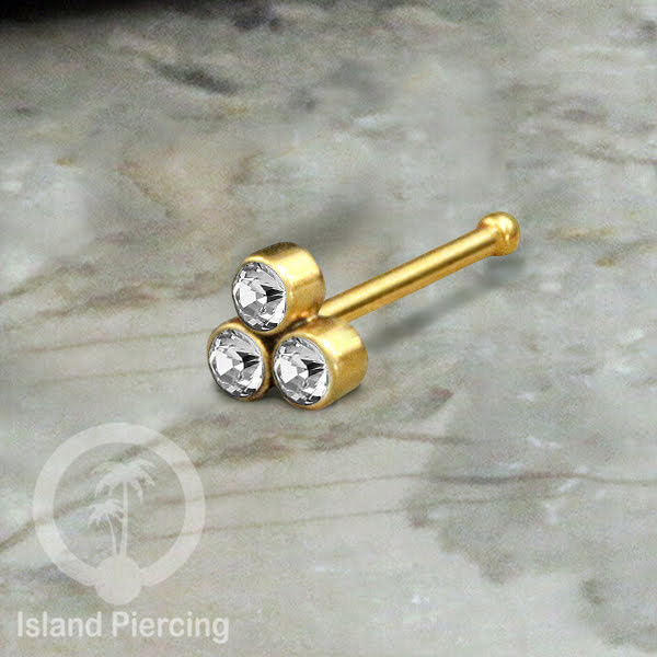 Nose Pin Piercing Jewelry Perhiasan Hidung warna gold model Kristal Zirconia bening
