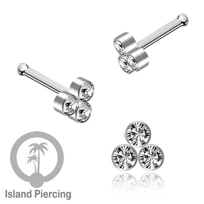 Nose Pin Piercing Jewelry Perhiasan Hidung warna silver model Kristal zirconia bening
