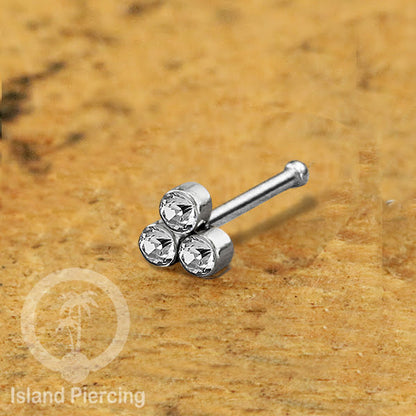 Nose Pin Piercing Jewelry Perhiasan Hidung warna silver model Kristal zirconia bening