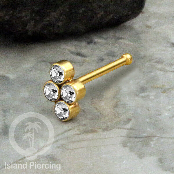 Nose Pin Piercing Jewelry Perhiasan Hidung warna gold model Kristal Zirconia bening