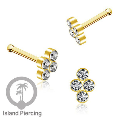 Nose Pin Piercing Jewelry Perhiasan Hidung warna gold model Kristal Zirconia bening