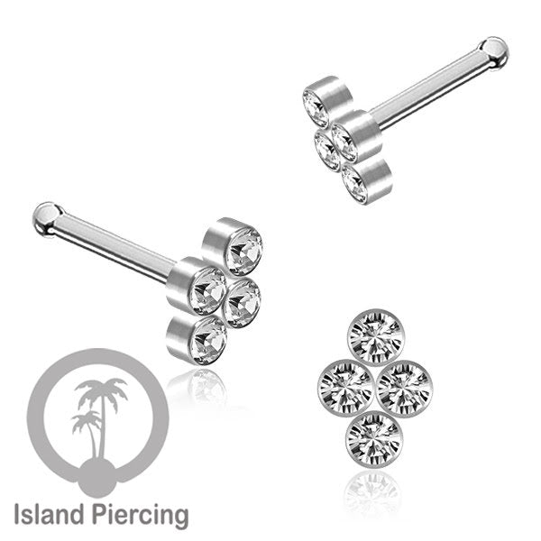 Nose Pin Piercing Jewelry Perhiasan Hidung warna silver model Kristal zirconia bening