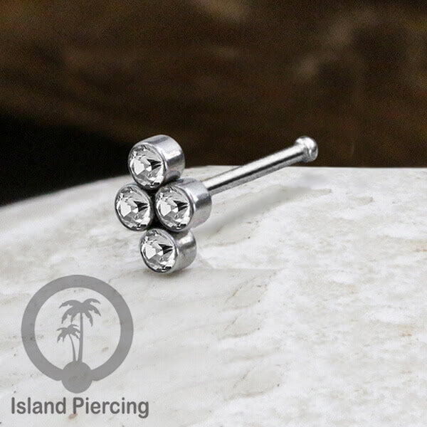 Nose Pin Piercing Jewelry Perhiasan Hidung warna silver model Kristal zirconia bening