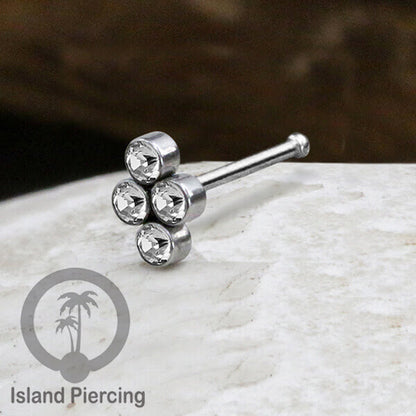 Nose Pin Piercing Jewelry Perhiasan Hidung warna silver model Kristal zirconia bening