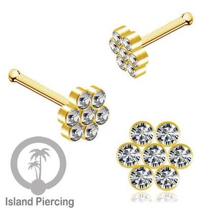 Nose Pin Piercing Jewelry Perhiasan Hidung warna gold model Kristal Zirconia bening