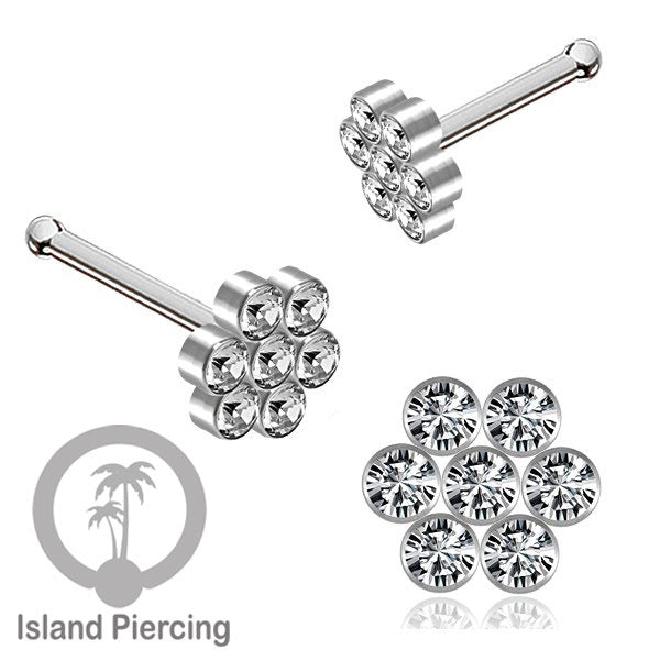 Nose Pin Piercing Jewelry Perhiasan Hidung warna silver model Kristal zirconia bening