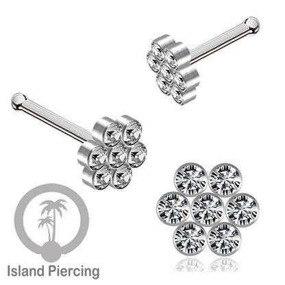 Nose Pin Piercing Jewelry Perhiasan Hidung warna silver model Kristal zirconia bening