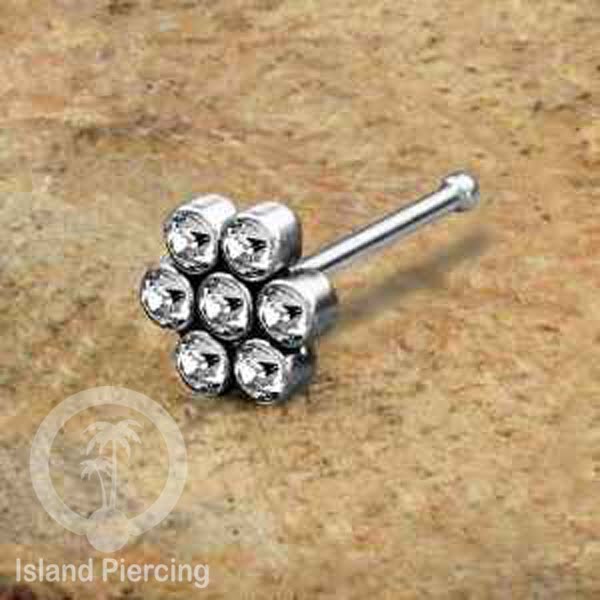 Nose Pin Piercing Jewelry Perhiasan Hidung warna silver model Kristal zirconia bening