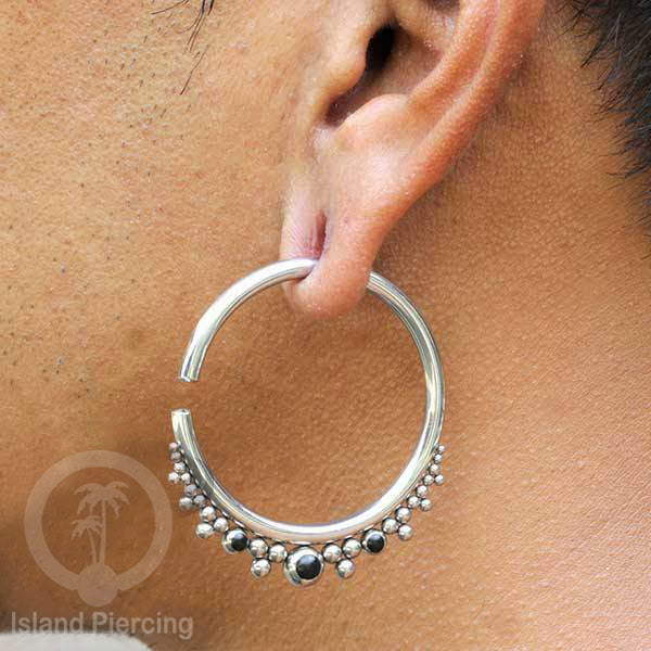 Tindik Baja stainless, Anting Hoop, Tindik Baja Ukuran 3mm dengan batu
