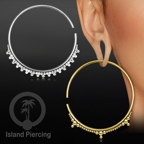 Piercing Tindik Stainless selera Hoop Earring. Warna Gold dan Silver ukuran lubang 2mm