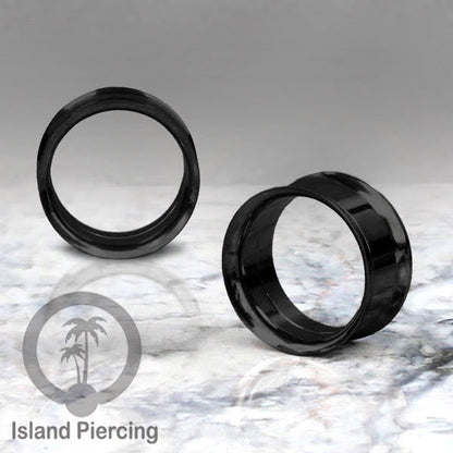 Steel ear-tunnel anting piercing plug stainless warna silver &amp; hitam