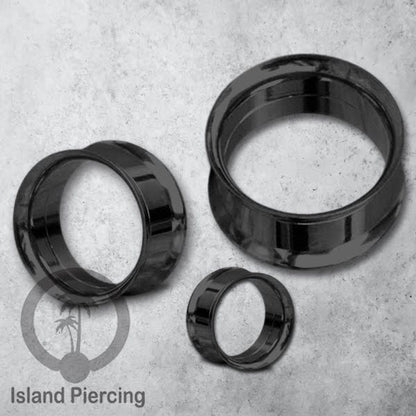 Steel ear-tunnel anting piercing plug stainless warna silver &amp; hitam