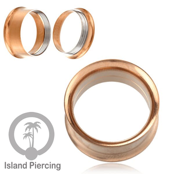 Steel Ear-tunnel Anting Piercing Plug Stainless warna Gold &amp; Rose gold