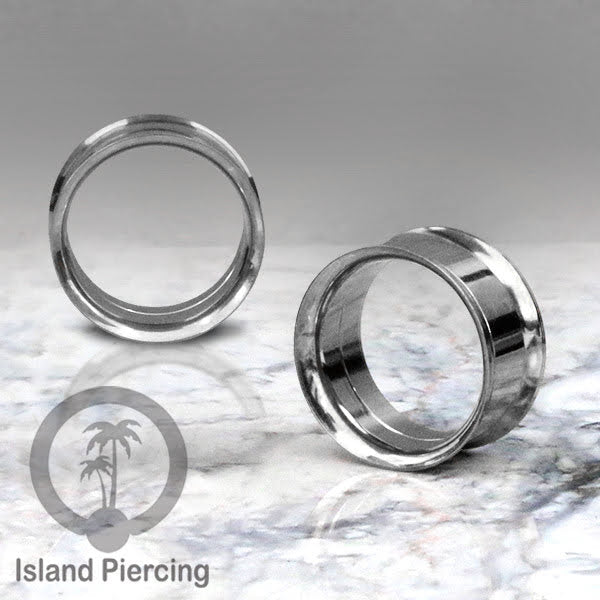 Steel ear-tunnel anting piercing plug stainless warna silver &amp; hitam