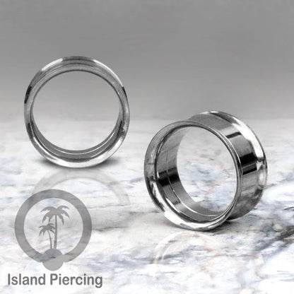 Steel ear-tunnel anting piercing plug stainless warna silver &amp; hitam