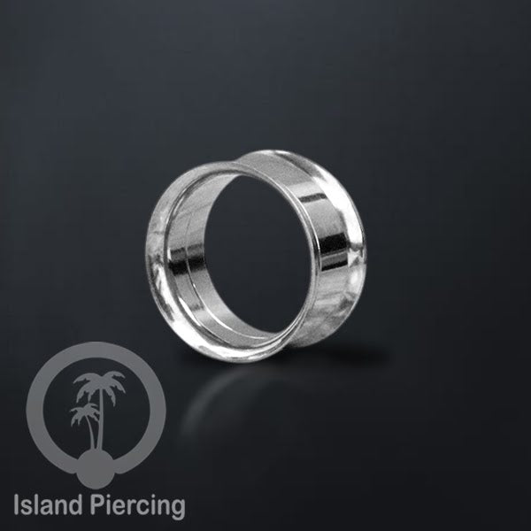 Steel ear-tunnel anting piercing plug stainless warna silver &amp; hitam