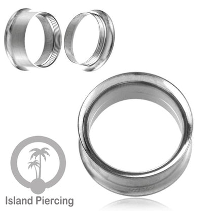 Steel ear-tunnel anting piercing plug stainless warna silver &amp; hitam