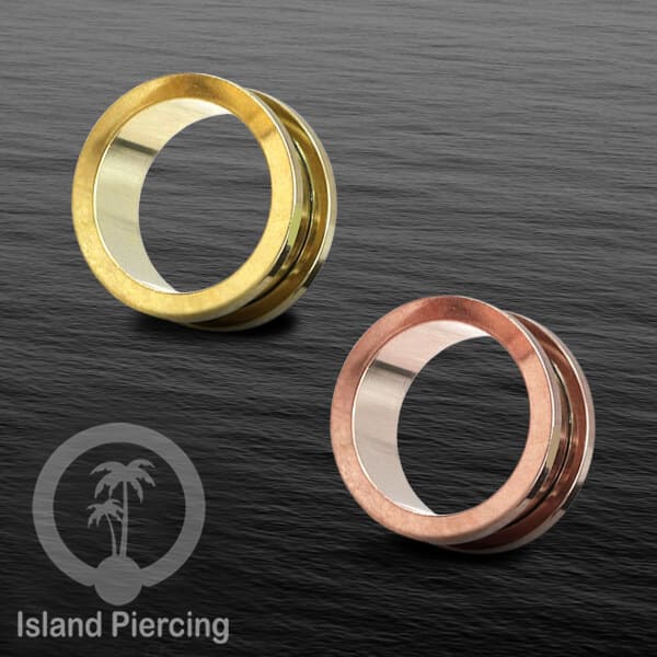 Steel Ear-tunnel Anting Piercing Plug Stainless system mur warna gold dan Rose gold