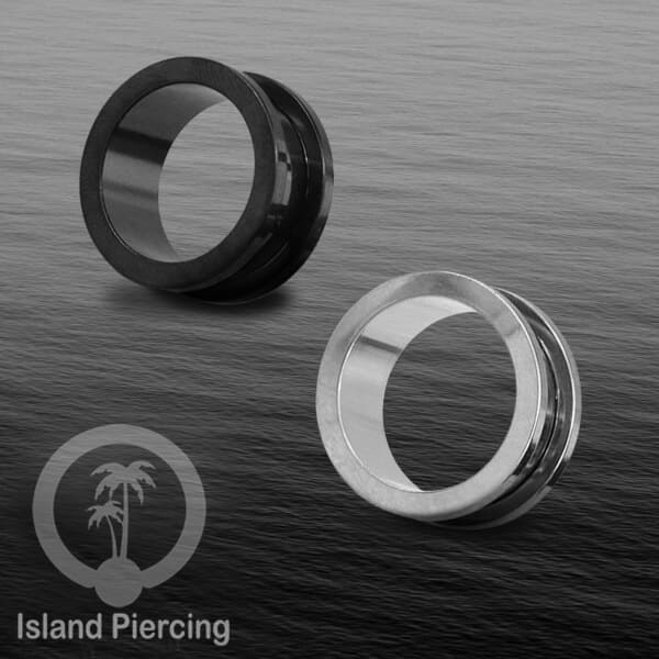 Steel Ear-tunnel Anting Piercing Plug Stainless system mur warna silver &amp; hitam