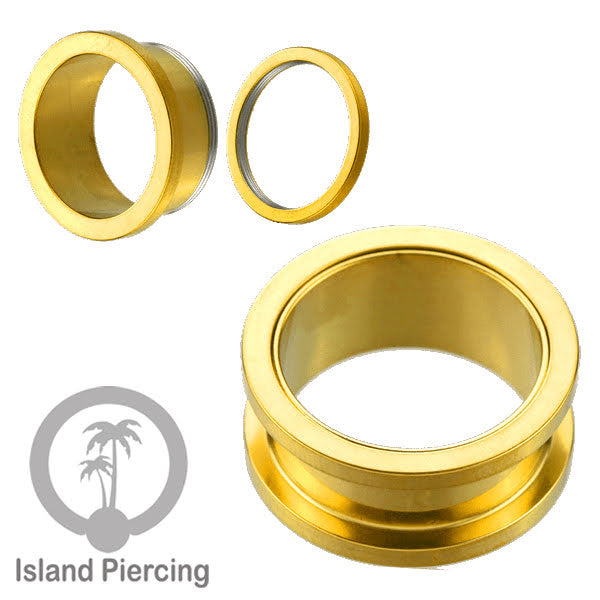 Steel Ear-tunnel Anting Piercing Plug Stainless system mur warna gold dan Rose gold