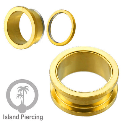 Steel Ear-tunnel Anting Piercing Plug Stainless system mur warna gold dan Rose gold