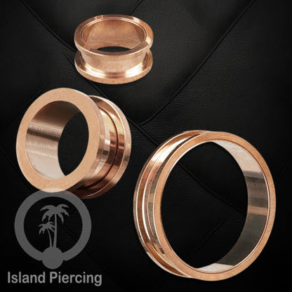 Steel Ear-tunnel Anting Piercing Plug Stainless system mur warna gold dan Rose gold
