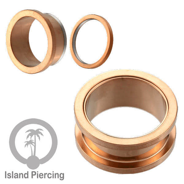 Steel Ear-tunnel Anting Piercing Plug Stainless system mur warna gold dan Rose gold