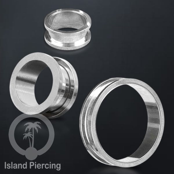 Steel Ear-tunnel Anting Piercing Plug Stainless system mur warna silver &amp; hitam