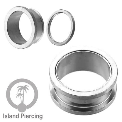 Steel Ear-tunnel Anting Piercing Plug Stainless system mur warna silver &amp; hitam