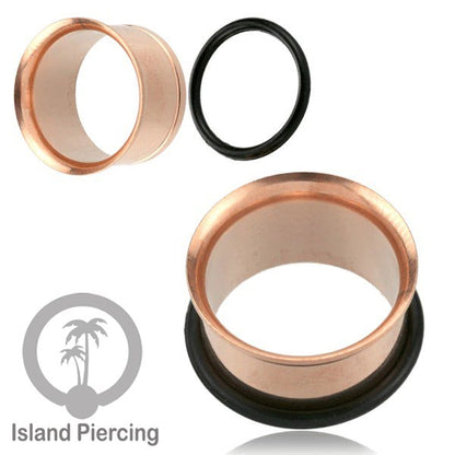 Ear-tunnel Anting Piercing Plug Stainless single flair warna gold &amp; rose gold