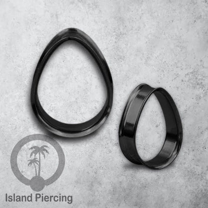 Steel Ear-tunnel Tear Drop Plug Piercing Stainless warna Silver, Black, Gold &amp; Rose gold
