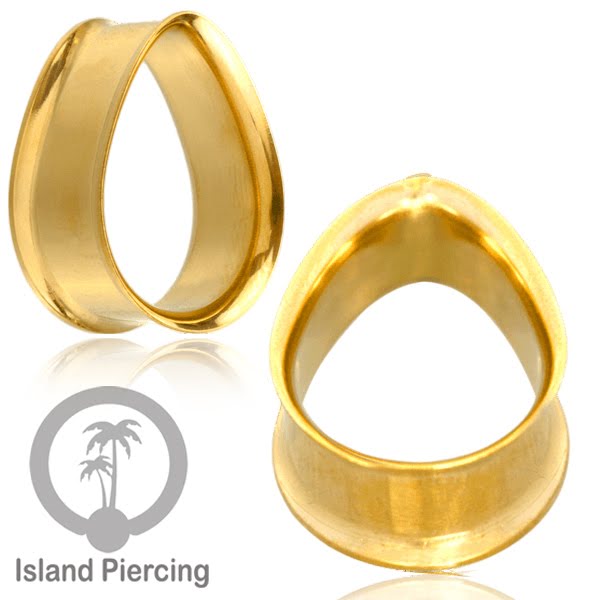 Steel Ear-tunnel Tear Drop Plug Piercing Stainless warna Silver, Black, Gold &amp; Rose gold