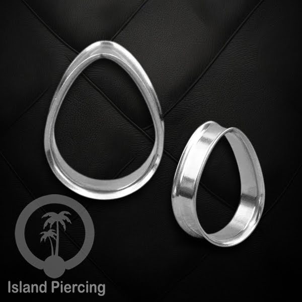 Steel Ear-tunnel Tear Drop Plug Piercing Stainless warna Silver, Black, Gold &amp; Rose gold
