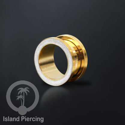 Steel Ear-tunnel Anting Piercing Plug Stainless warna gold dengan warna epoxy, Turquoise, Ungu &amp; Putih