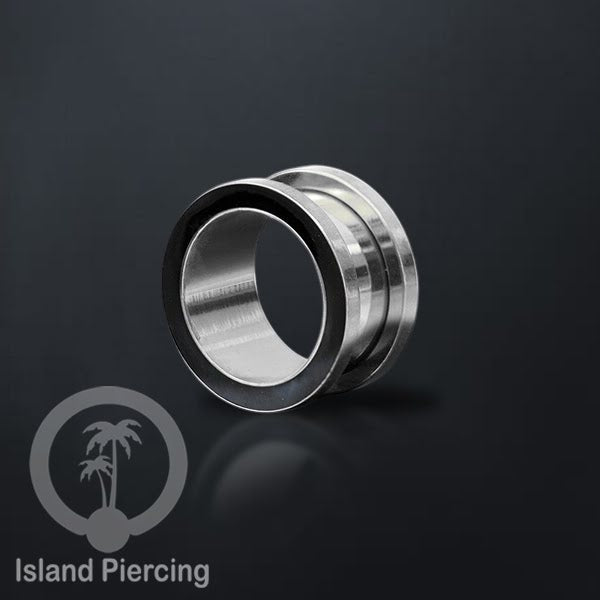 Steel Ear-tunnel Anting Piercing Plug Stainless warna silver dengan warna epoxy, hitam, biru dan hijau