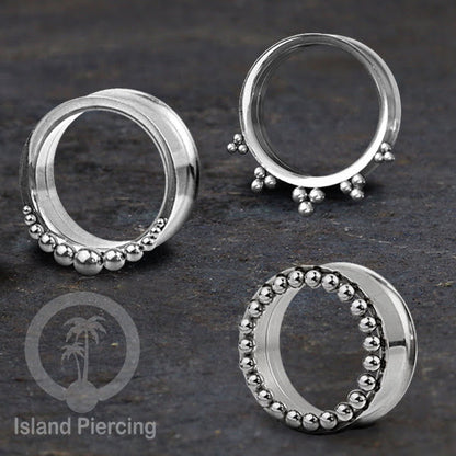 Anting Tunnel Piercing Stainless warna silver Body Jewelry sederhana tapi cantik